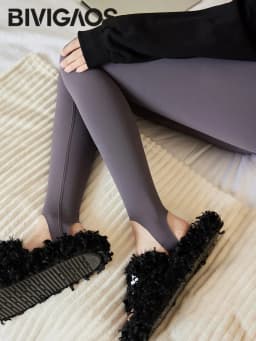 BIVIGAOS Spring Autumn Brushed Foot Tights Sharkskin Leggings Women's High Waist Elastic Tight-Fit Sexy Sports Yoga Leggings