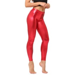 Ladies Silver Metallic Shiny Laser Leather Leggings Women Candy Color