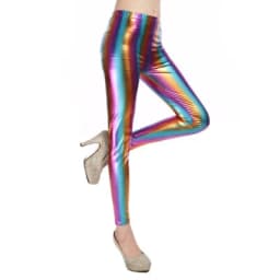 Ladies Silver Metallic Shiny Laser Leather Leggings Women Candy Color
