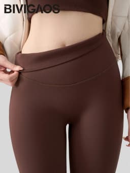 BIVIGAOS Autumn Winter 3D Butt Sharkskin Warm Yoga Leggings Women's Stretch Slim Brushed Light Fleece Fitness Sport Leggings