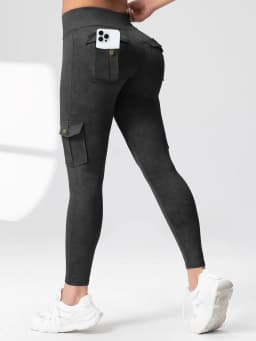 Pockets Gym Leggings Women High Waist Fashion Fitness Pants Skinny Stretch Outdoors Comfortable Sport Leggings
