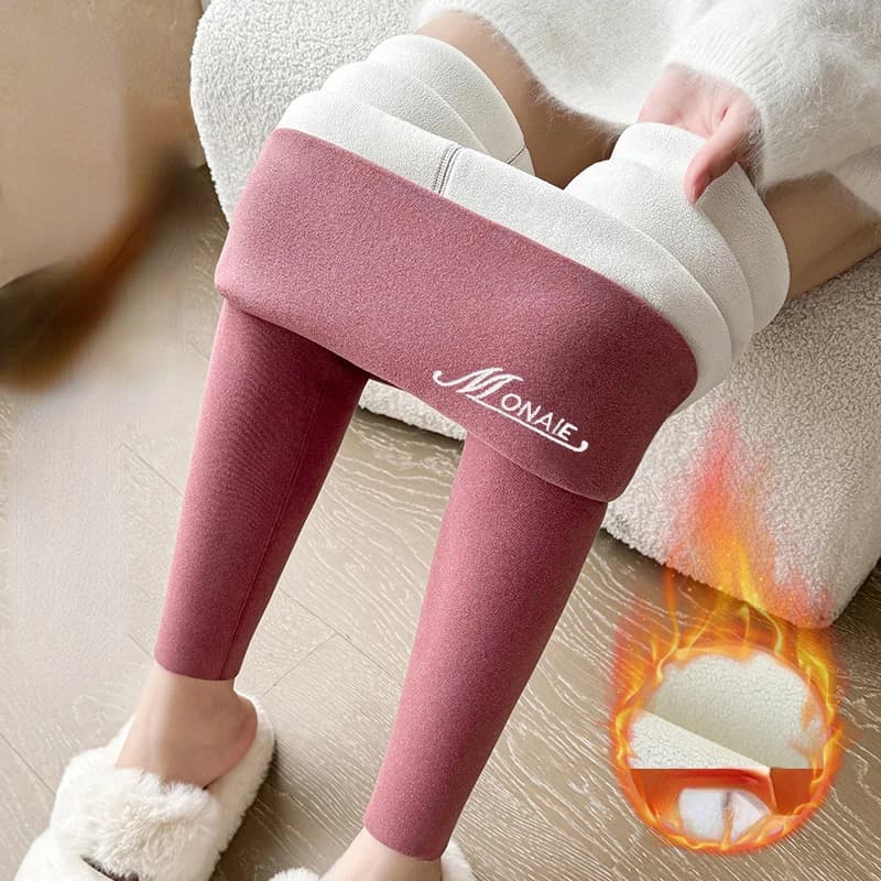 Winter Cashmere Leggings Women Solid Warm Leggings High Waist Slim Stretchy Pants Big Size Adding Velvet and Thickening Pants