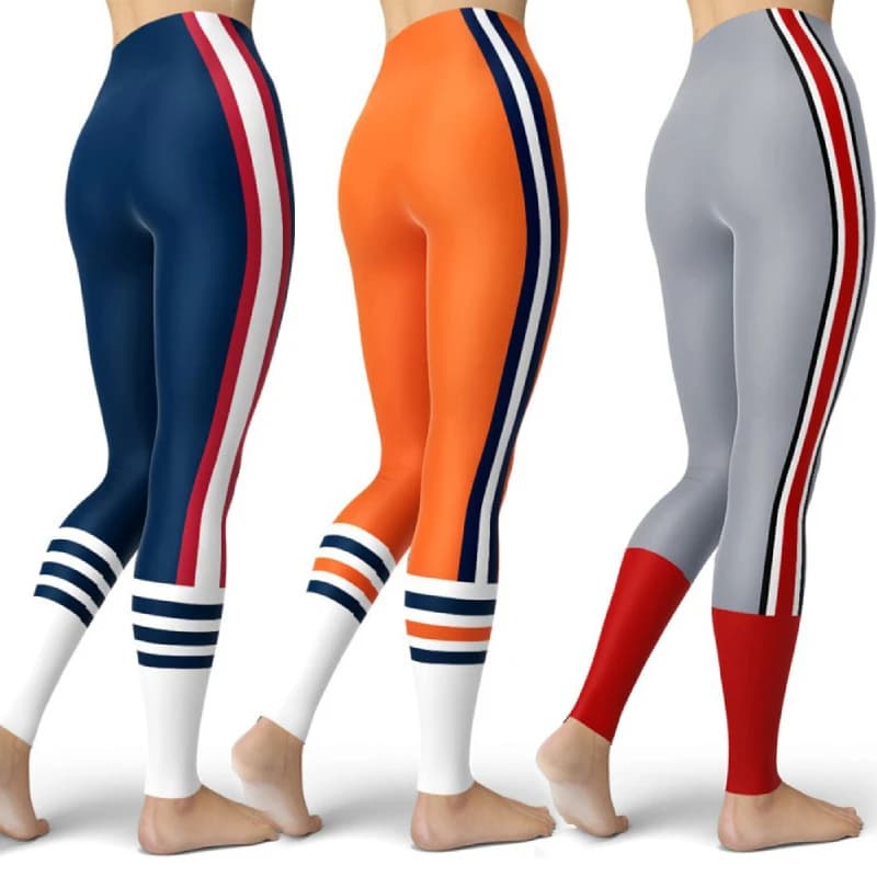 Women Striped Plus Size Leggins Hagh Waist Skinny Femme Gym Blue Leggins Shapewear Elastic Printed Workout Pants Outwear