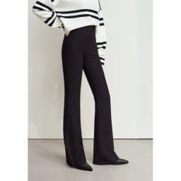 AMII Minimalist Casual Comfortable Flared Leggings for Women Embroidered Fleece Slimming Black Pant Lady 2024 Winter 12424095