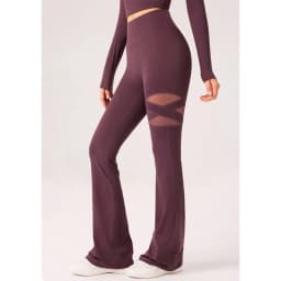 Gym Workout Flare Pants Women Mesh Hollow Out Yoga Pilates Butt Lifting Leggings Fashion High Waist Slim Design Sports Trousers