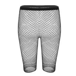 Sexy Women Adults Fishnet Mesh See Through High Waisted Knee Length Legging Half Pants for Legging Pants Nightwear