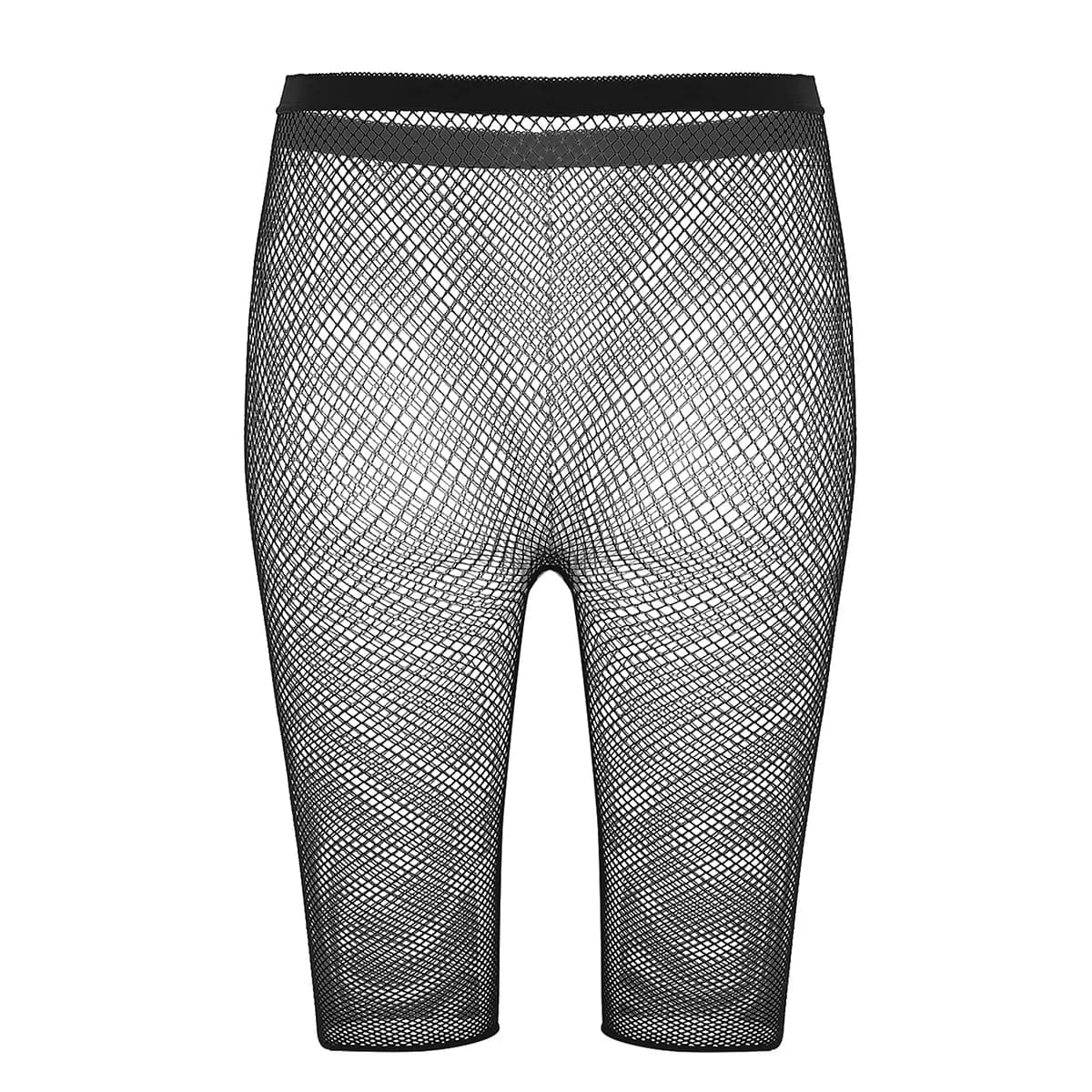 Sexy Women Adults Fishnet Mesh See Through High Waisted Knee Length Legging Half Pants for Legging Pants Nightwear