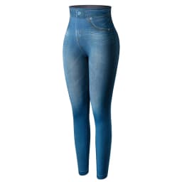 Women Jeggings Faux Denim Jeans Leggings High Waisted Tummy Control Slim Leggins Printed Pencil Pants Seamless Skinny Trousers