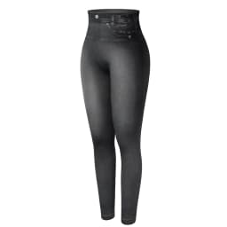 Women Jeggings Faux Denim Jeans Leggings High Waisted Tummy Control Slim Leggins Printed Pencil Pants Seamless Skinny Trousers
