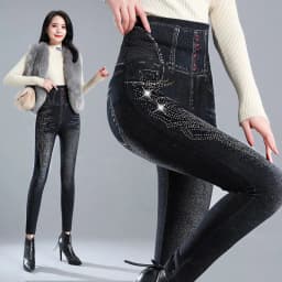 Fake Pocket Print Imitation Denim Leggings Women Skinny High Waist Pencil Pants Sexy Slim Pantalones Hip Lift Stretch Trousers