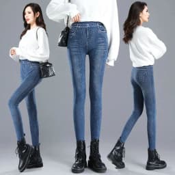 Fake Pocket Print Imitation Denim Leggings Women Skinny High Waist Pencil Pants Sexy Slim Pantalones Hip Lift Stretch Trousers