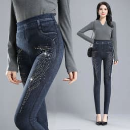 Fake Pocket Print Imitation Denim Leggings Women Skinny High Waist Pencil Pants Sexy Slim Pantalones Hip Lift Stretch Trousers