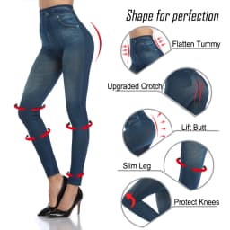Women Gym Leggings Faux Denim Jeans Leggings Pocket Printing Leggings Casual High Waist Pencil Pants Slimming Push Up Pants