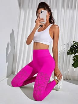 High Waist Seamless Leggings Solid Hollow Out Sportswear Tummy Control Breathable Gym Jogging Quick Dry Push Up Yoga Pants