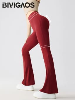 BIVIGAOS Spring Summer Micro Flared Sharkskin Leggings Women Tight Sexy Elastic Horseshoe Pants Sport Fitness Yoga Flared Pants
