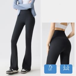 BIVIGAOS Spring Summer Micro Flared Sharkskin Leggings Women Tight Sexy Elastic Horseshoe Pants Sport Fitness Yoga Flared Pants