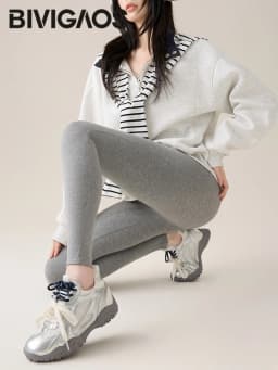 BIVIGAOS Autumn New Thin Cotton Leggings Women High Waist Sports Casual Leggings 40 Weave Knitting High Stretch Cotton Pants