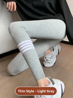 Pure Cotton High Waist Thin Women's Leggings Autumn Winter Fleece Lined Tight Pants Grey Color Base Layer Pants for Ladies