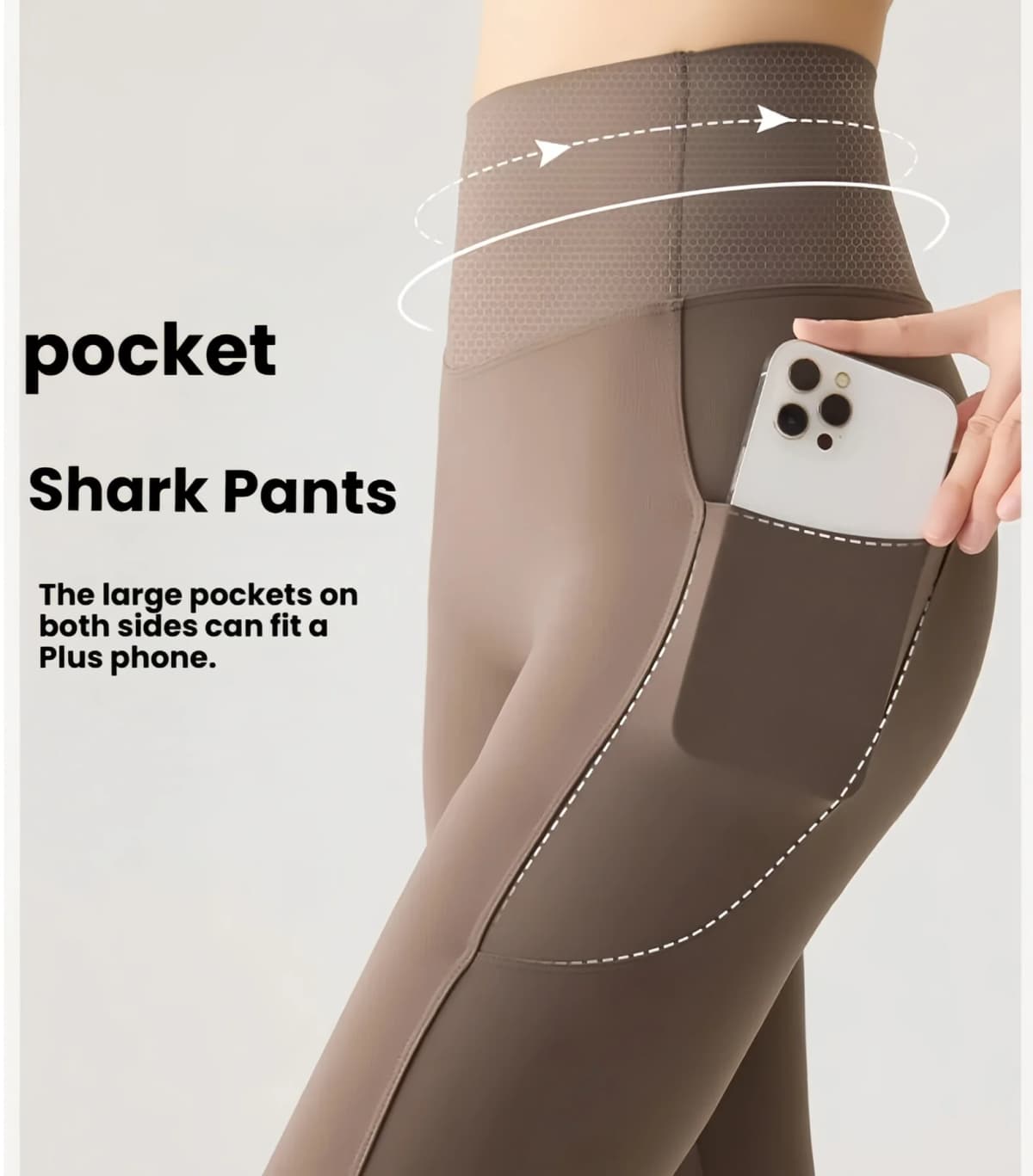Women's Pockets Yoga Pants Cloud Touch Ice Silk Shark Leggings High Waist Tummy Control Butt Lifting Sports Leggings Running