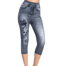 Women Plus Size Leggings Imitation Cropped Trousers 2025 New Mock Pocket Pants Slim Jeggings Denim Skinny