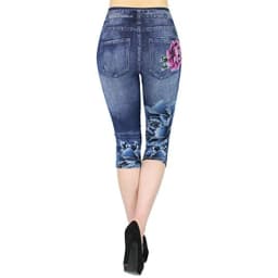 Women Plus Size Leggings Imitation Cropped Trousers 2025 New Mock Pocket Pants Slim Jeggings Denim Skinny