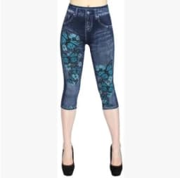Women Plus Size Leggings Imitation Cropped Trousers 2025 New Mock Pocket Pants Slim Jeggings Denim Skinny