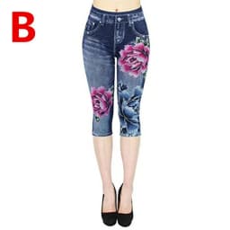 Women Plus Size Leggings Imitation Cropped Trousers 2025 New Mock Pocket Pants Slim Jeggings Denim Skinny