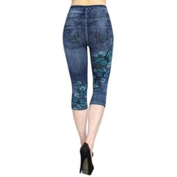 Women Plus Size Leggings Imitation Cropped Trousers 2025 New Mock Pocket Pants Slim Jeggings Denim Skinny