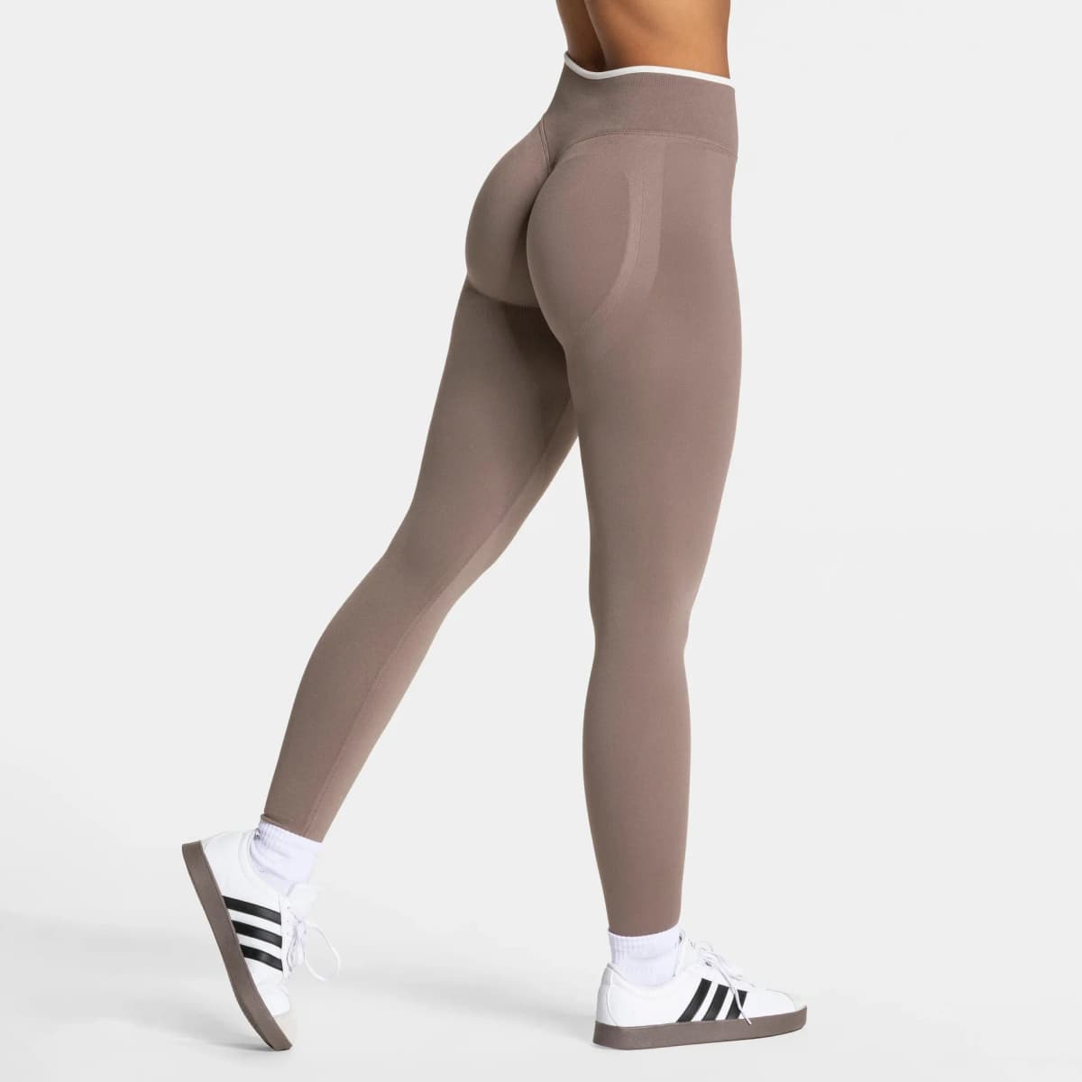 Women Solid Color Seamless Leggings White Edge Waist Tight High Waist Hip Lifting Yoga pants 2026New