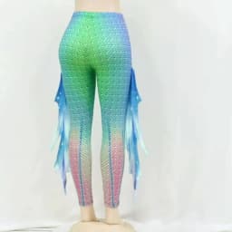 NADANBAO Women Mermaid Printed Leggings for Women Fish Scale 3D Pattern Pants Mid Waist Fashion Trousers Summer Streetwear