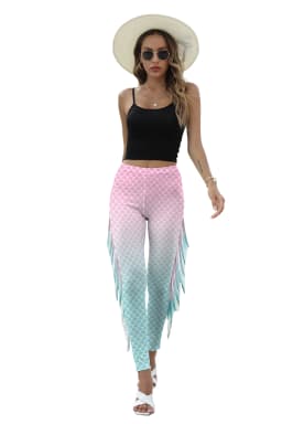 NADANBAO Women Mermaid Printed Leggings for Women Fish Scale 3D Pattern Pants Mid Waist Fashion Trousers Summer Streetwear
