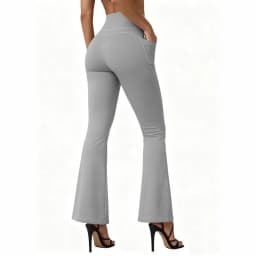 High Waisted Flared Yoga Leggings Women Butt Lifting with Pocket Design Wide Leg Leggings Running Tights Plus Size Gym Pants