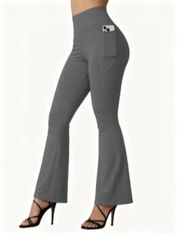 High Waisted Flared Yoga Leggings Women Butt Lifting with Pocket Design Wide Leg Leggings Running Tights Plus Size Gym Pants