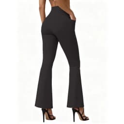 High Waisted Flared Yoga Leggings Women Butt Lifting with Pocket Design Wide Leg Leggings Running Tights Plus Size Gym Pants