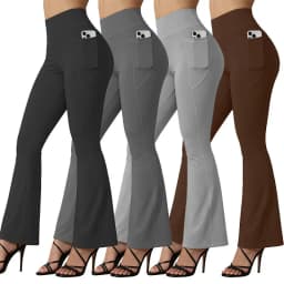 High Waisted Flared Yoga Leggings Women Butt Lifting with Pocket Design Wide Leg Leggings Running Tights Plus Size Gym Pants