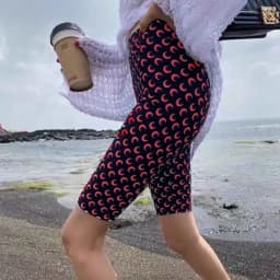 Women's Sexy Spicy Girl Slim Fit High Waist Leggings Moon Print Streetwear Versatile Outdoor Short Pants