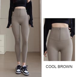 BIVIGAOS Spring Cool Brown Zipper Sharkskin Leggings Women High Waist Micro Pressure Butt Lifter Tight Fit Casual Sport Leggings