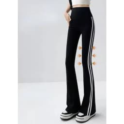 Fashion Stripe Flared Shark Pants Female Thin Style Leggings High Waist Hip Liftting Workout Running Skinny Yoga Leggings