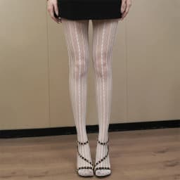 Women Sexy Lace Fishnet Stockings Lolita Style Hollow Pantyhose Retro Tight High Elastic Y2K Vintage Rhombus Striped Tights
