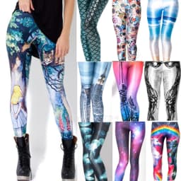 4XL Design Punk Rock Fashion Women Digital Print Galaxy Leggings Alice in Wonderland Blood Camouflage Pants Legging GL-22