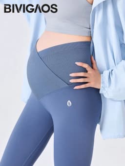 BIVIGAOS Spring Summer New Cross Waist Pregnant Women's Leggings High Elasticity Belly Support V-Waist Slim Fit Maternity Pants