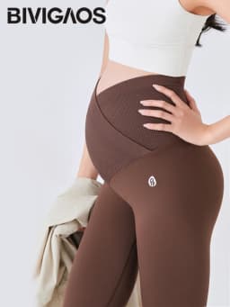 BIVIGAOS Spring Summer New Cross Waist Pregnant Women's Leggings High Elasticity Belly Support V-Waist Slim Fit Maternity Pants