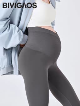 BIVIGAOS Spring Summer New Cross Waist Pregnant Women's Leggings High Elasticity Belly Support V-Waist Slim Fit Maternity Pants