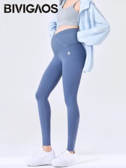 BIVIGAOS Spring Summer New Cross Waist Pregnant Women's Leggings High Elasticity Belly Support V-Waist Slim Fit Maternity Pants