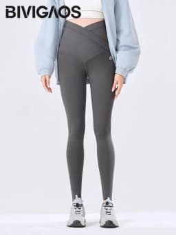 BIVIGAOS Spring Summer New Cross Waist Pregnant Women's Leggings High Elasticity Belly Support V-Waist Slim Fit Maternity Pants