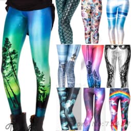 UPTOAILEI Quality Women Galaxy Elastic Tight Trouser Black Green Mermaid Printed Leggings Black Milk Leggins Summer