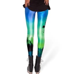 UPTOAILEI Quality Women Galaxy Elastic Tight Trouser Black Green Mermaid Printed Leggings Black Milk Leggins Summer