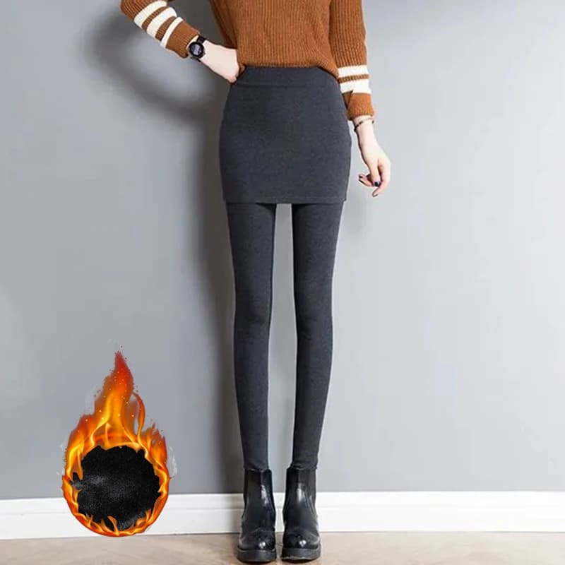 Winter Women Slim Fit Plush Thermal Leggings Girls High Waist Snow Warm Skinny Thin Trousers Lady Retro Fashion Fleece Pants