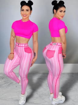 Women High Waist Sports Leggings Stripe Print Stretchable Yoga Pants Sexy Tight Fitness Workout Gym Push Up Causal Pant