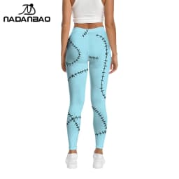 Nadanbao Sally Jack Halloween Leggings Women Movie Cosplay Pants Patchwork Pattern Party Trousers Casual Sexy Skinny Tights